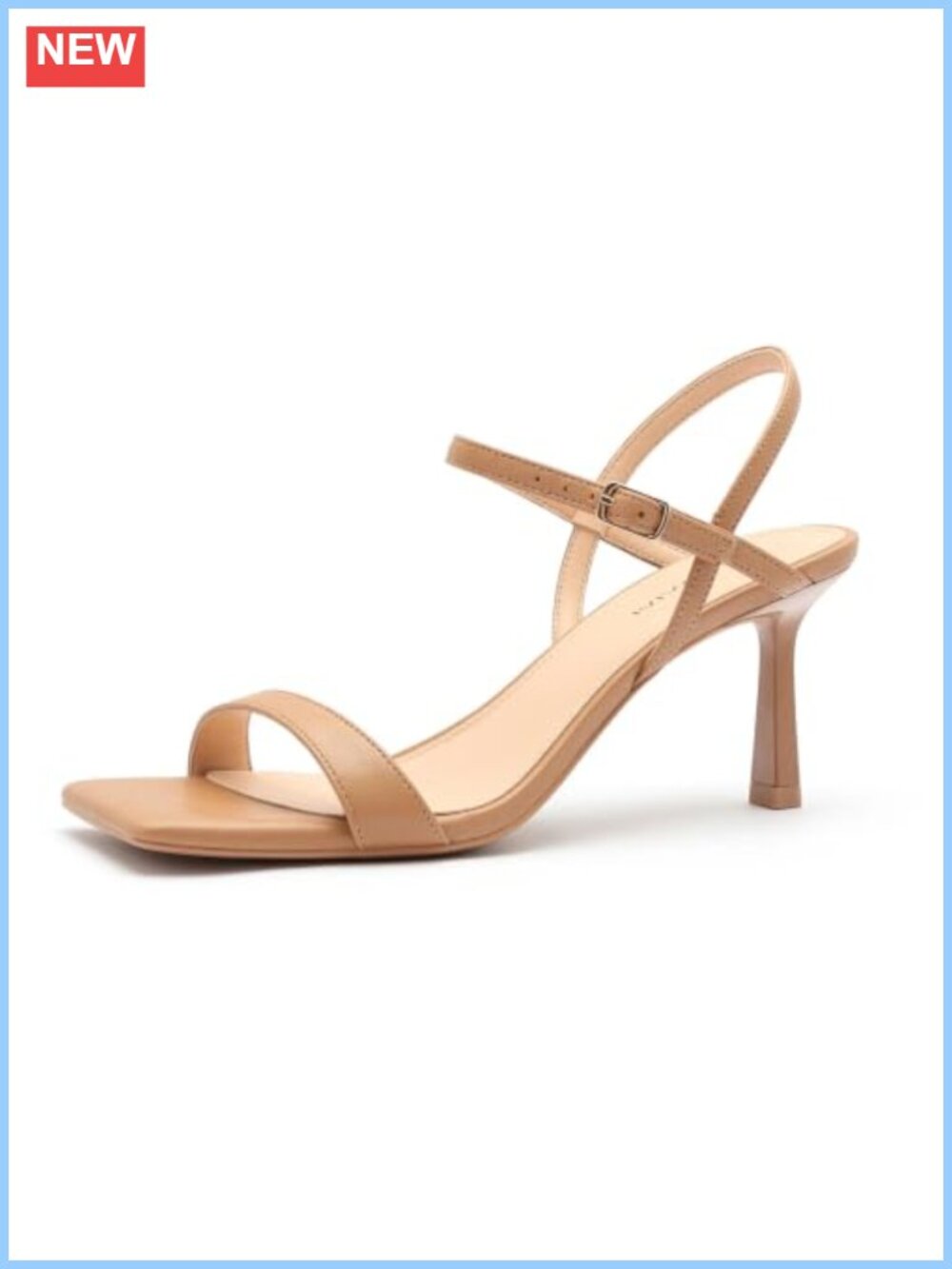 Square Toe Kitten Heel Strappy Sandals Faux Leather Formal Shoes